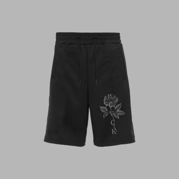 BLVCK Paris Men's Shorts Small Rose Eternelle Black Unisex Pockets Knit NEW - Picture 2 of 8
